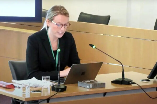Garden Court North's Lily Lewis (pictured) delivers the Lampard Inquiry opening statement on 10 September, 2024. Credit: Lampard Inquiry / YouTube.