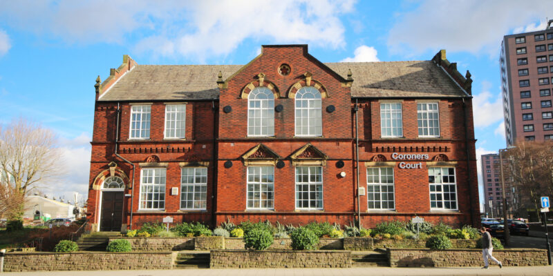Garden Court North's Ciara Bartlam represented Nonita's family, INQUEST and Article 39 pro bono at Stockport Coroner's Court (pictured). Credit: Alastair Wallace / Shutterstock.