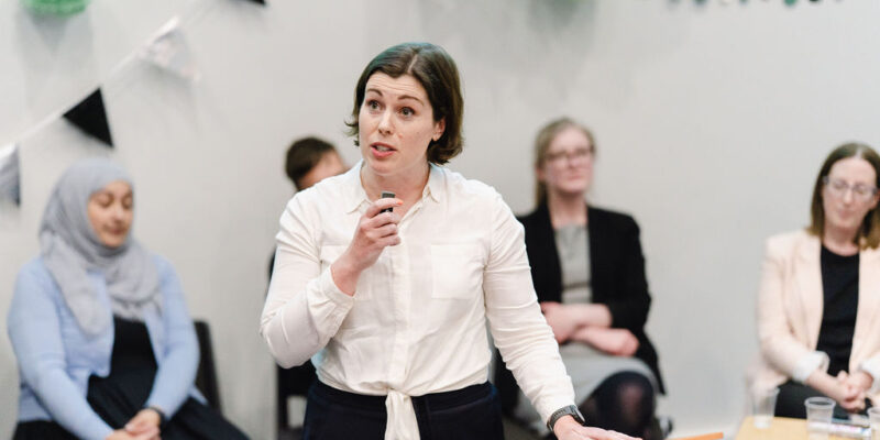 Garden Court North's Anna Morris KC (pictured) speaking at LPAG's Young Legal Aid Lawyers' 20th anniversary party on 23 May 2025. Credit: Frederique Bellec.