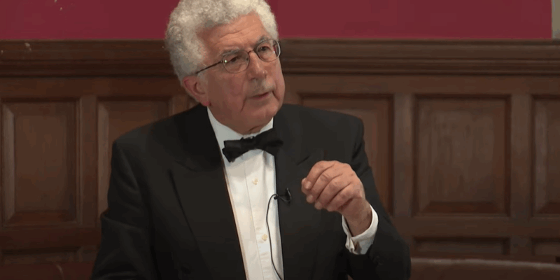 Professor Avi Shlaim (pictured) speaking on a motion about Israel and Palestine at Oxford Union in 2015. Credit: Oxford Union / YouTube.