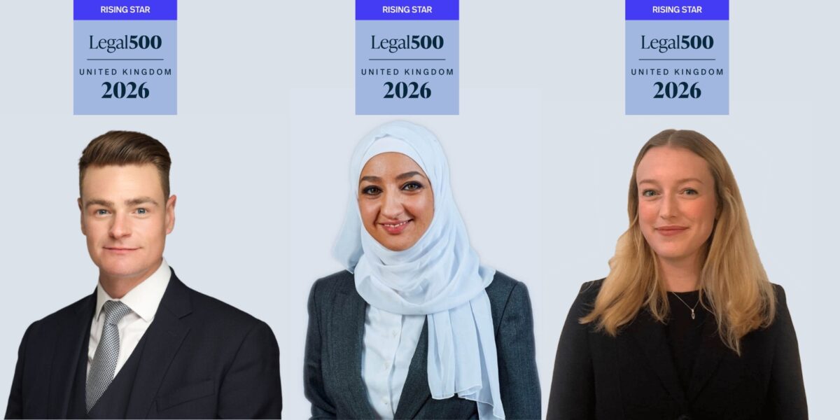 Hamish McCallum (left), Mira Hammad (centre) and Lily Lewis (right), Rising Stars for inquests and inquiries. Credit: Garden Court North.