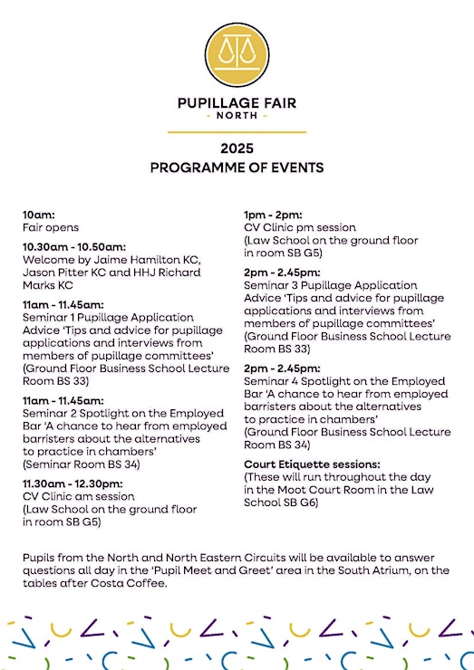 Pupillage Fair North 2025 Timetable